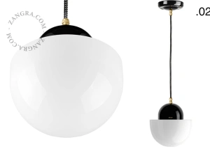black porcelain pendant light - glass shade
