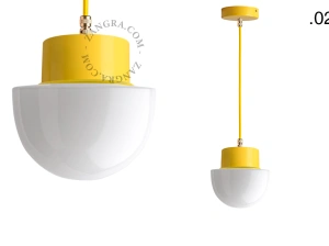 yellow pendant light - glass shade - Ø 10 cm