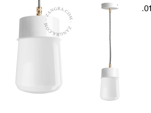 hvid pendellampe - glasskærm - Ø 10 cm