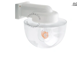 zewnętrzna lub łazienkowa lampa ścienna biała porcelana ze szklanym kloszem - IP54
