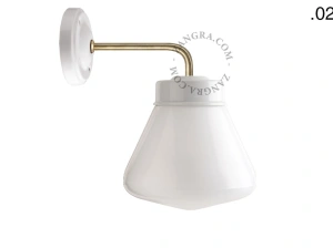aplique en porcelana blanca y latón - pantalla de vidrio