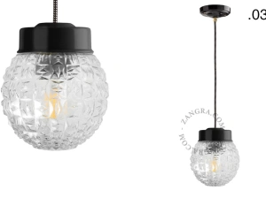 lámpara colgante de porcelana negra - pantalla de vidrio