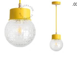 yellow pendant light - glass shade - Ø 10 cm