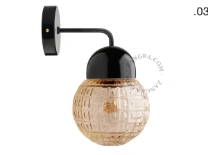 applique en porcelaine noire - globe en verre