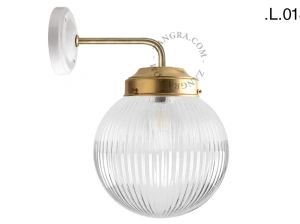 applique en laiton - globe en verre