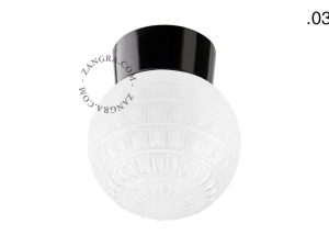 svart vägg- eller taklampa - glasskärm - Ø 11 cm