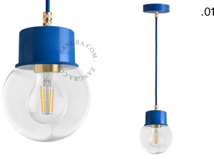 suspension bleue - globe en verre - Ø 8,5 cm
