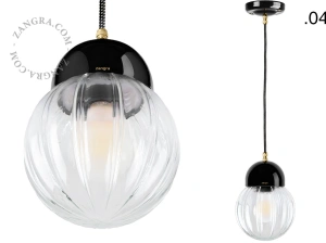 black porcelain pendant light - glass shade