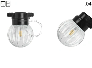 zewnętrzna lub łazienkowa czarna lampa ścienna - szklany klosz - IP54