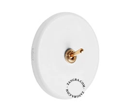 interrupteur en porcelaine blanche va-et-vient ou simple - levier en laiton