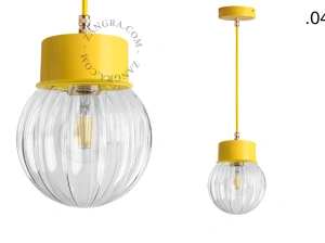 yellow pendant light - glass shade - Ø 10 cm