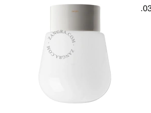 candeeiro de parede ou de teto em porcelana branca - abajur de vidro - Ø 10cm - IP54