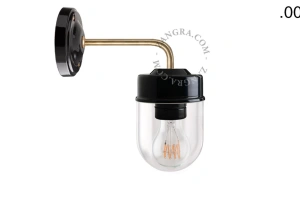 applique en porcelaine noire avec globe en verre