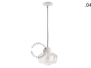 lámpara colgante de porcelana blanca - pantalla de vidrio