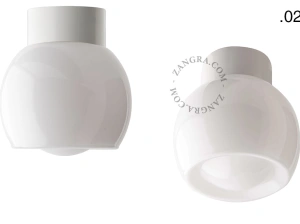 candeeiro de parede ou de teto em porcelana branca - abajur de vidro - Ø 10cm - IP54