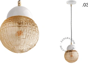 lámpara colgante de porcelana blanca - pantalla de vidrio