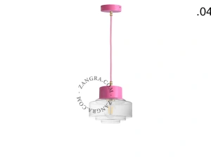 lámpara colgante rosa - pantalla de vidrio - Ø 10 cm