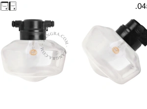 zewnętrzna lub łazienkowa czarna lampa ścienna - szklany klosz - IP54