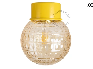 lampa ścienna lub sufitowa żółta - szklany klosz - Ø 10cm
