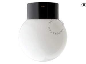 candeeiro de parede ou de teto em porcelana preta - abajur de vidro - Ø 10cm - IP54