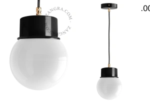 candeeiro suspenso preto - abajur de vidro - Ø 10cm