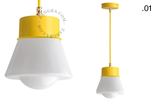yellow pendant light - glass shade - Ø 10 cm