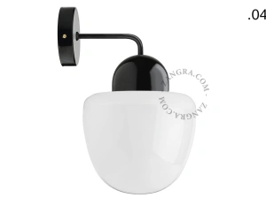 applique en porcelaine noire - globe en verre