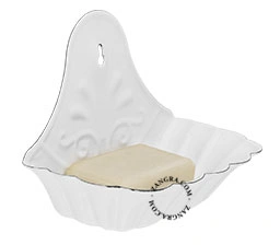 retro white enamel soap dish