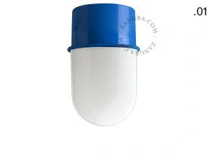 blaue Wand- oder Deckenleuchte - Glasschirm - Ø 8 cm
