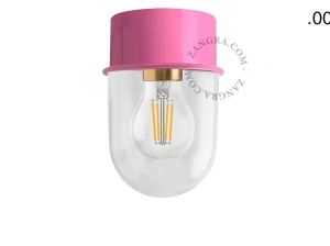pink wall or ceiling light - glass shade - Ø 10 cm