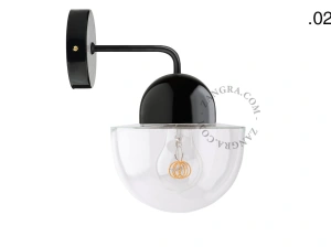 applique en porcelaine noire - globe en verre