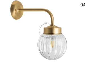 lampada da parete in ottone per esterni o per bagno – paralume in vetro - IP43