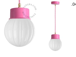 lámpara colgante rosa - pantalla de vidrio - Ø 10 cm