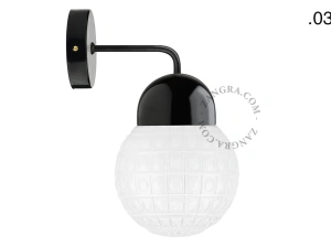 applique en porcelaine noire - globe en verre