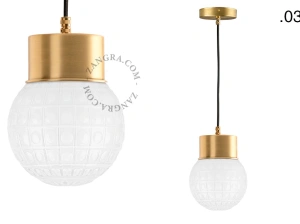 brass pendant light - glass shade - Ø 10 cm