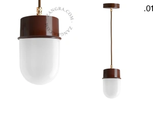 brun pendellampe - glasskærm - Ø 10 cm