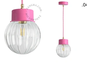 lámpara colgante rosa - pantalla de vidrio - Ø 10 cm