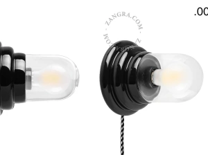 czarna porcelanowa lampa ścienna Art Deco Danilo z włącznikiem