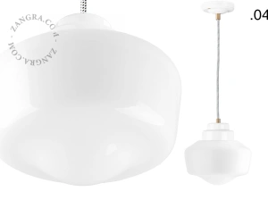 Art Deco pendellampa i vitt porslin Denim