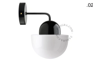 applique en porcelaine noire - globe en verre