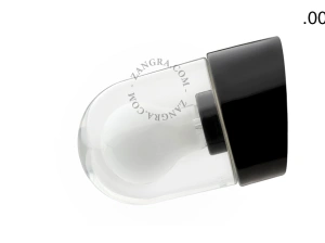 vägglampa i svart porslin för badrum med glasskärm – Ø 10cm - IP54