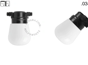 zewnętrzna lub łazienkowa czarna lampa ścienna - szklany klosz - IP54
