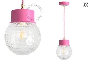 lámpara colgante rosa - pantalla de vidrio - Ø 10 cm