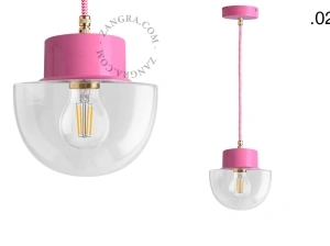 lámpara colgante rosa - pantalla de vidrio - Ø 10 cm