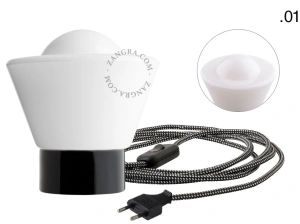 black porcelain table lamp - glass shade - Ø 10 cm