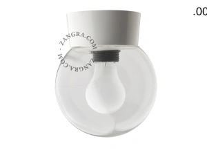 biała lampa ścienna lub sufitowa ze szklanym kloszem - Ø 11 cm
