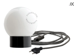 black porcelain table lamp - glass shade - Ø 10 cm