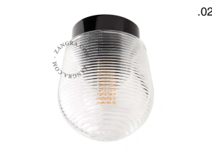 sort bakelit væg- eller loftslampe – glas skærm - Ø 9 cm