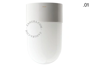 candeeiro de parede ou de teto em porcelana branca - abajur de vidro - Ø 10cm - IP54