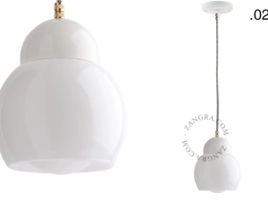 lámpara colgante de porcelana blanca - pantalla de vidrio